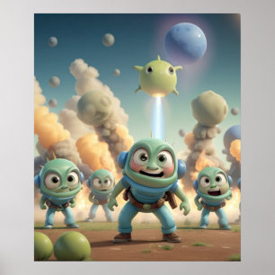 Cute Farting Invading Aliens Poster
