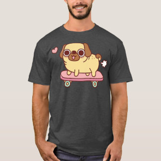 Cute Farting Pug On Skateboard Funny T-Shirt