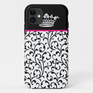 Cute Fashion Crown & Swirls iPhone Cover B Pink