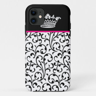 Cute Fashion Crown & Swirls iPhone Cover B Pink