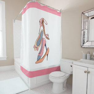 Cute Fashion Girl Shoes Stiletto Pink Fun Shower Curtain