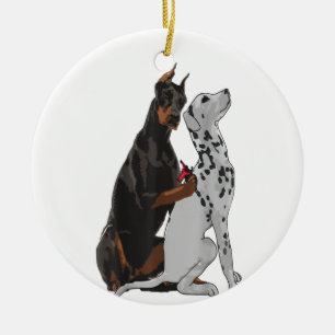 Cute Fashionable Doberman Tattooing Dalmatian Dog Ceramic Ornament