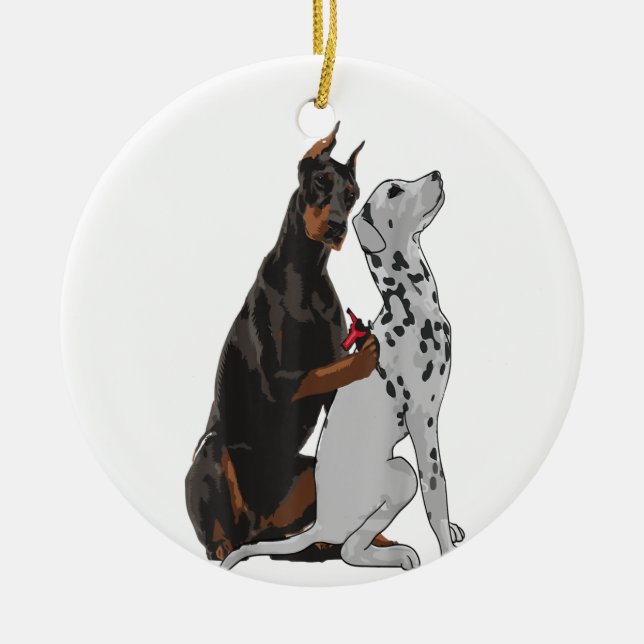 Cute Fashionable Doberman Tattooing Dalmatian Dog Ceramic Ornament (Front)