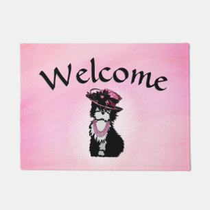 Cute Fashionista Puppy Dog Welcome Doormat