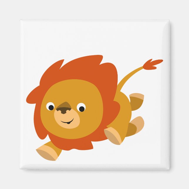 Cute Fast Cartoon Lion Magnet (Front)