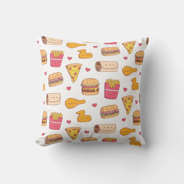 Cute Fast Food Burrito Pizza Sandwich Burger Fries Cushion (Front)