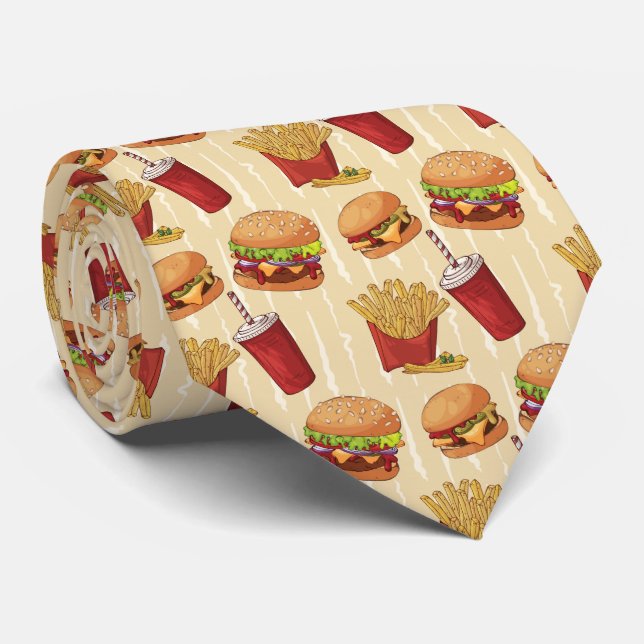 Cute fast food hamburgers fries pop tie (Rolled)