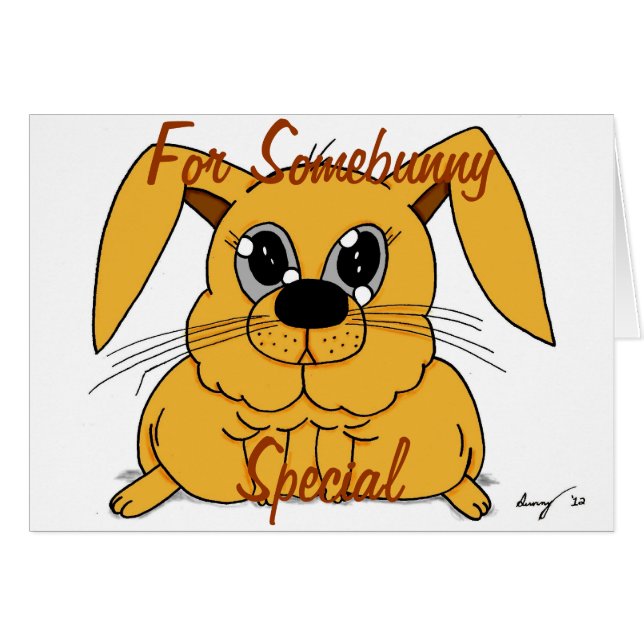 Cute Fat Bunny "For Somebunny Special" Card (Front Horizontal)