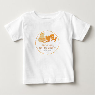 Cute Fat Orange Cat 1st Birthday Baby T-Shirt