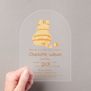 Cute Fat Orange Cat Baby Shower Acrylic Invitation