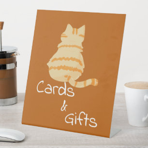 Cute Fat Orange Cat Baby Shower Cards & Gifts Pedestal Sign
