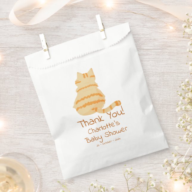 Cute Fat Orange Cat Baby Shower Favour Bag (Clipped)