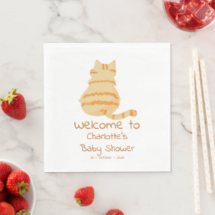 Cute Fat Orange Cat Baby Shower Napkin