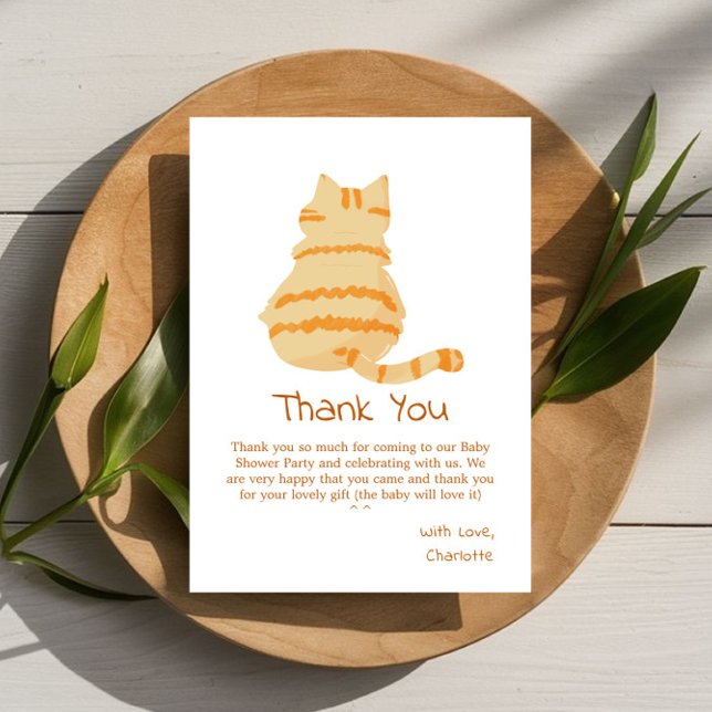 Cute Fat Orange Cat Baby Shower Thank You Card (Creator Uploaded)