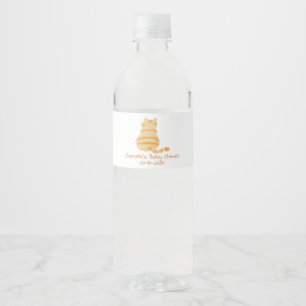 Cute Fat Orange Cat Baby Shower Water Bottle Label