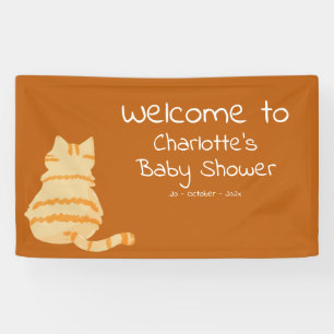 Cute Fat Orange Cat Baby Shower Welcome Banner