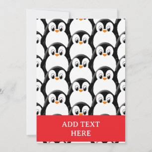 Cute Fat Penguin All Over Print Pattern Holiday Card