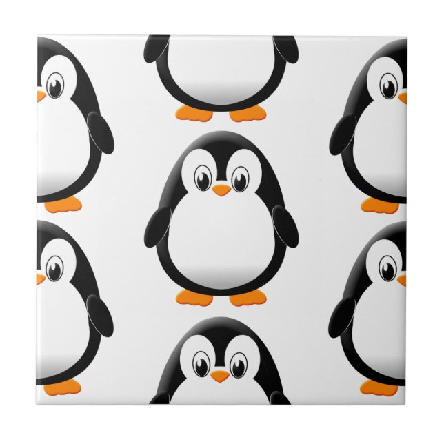 Cute Fat Penguin All Over Print White Ceramic Tile (Front)