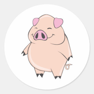 Cute Fat Pig Classic Round Sticker