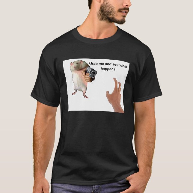 Cute Fat Rat Being Grabbed Meme T-Shirt (Front)