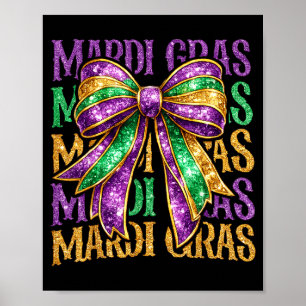 Cute Fat Tuesday Mardi Gras Coquette Bow Kids Girl Poster
