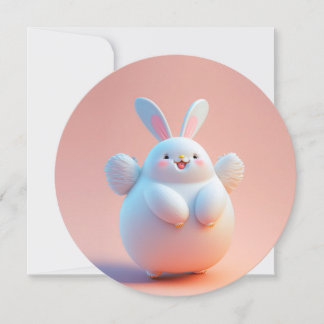 Cute Fat White Rabbit With Wings