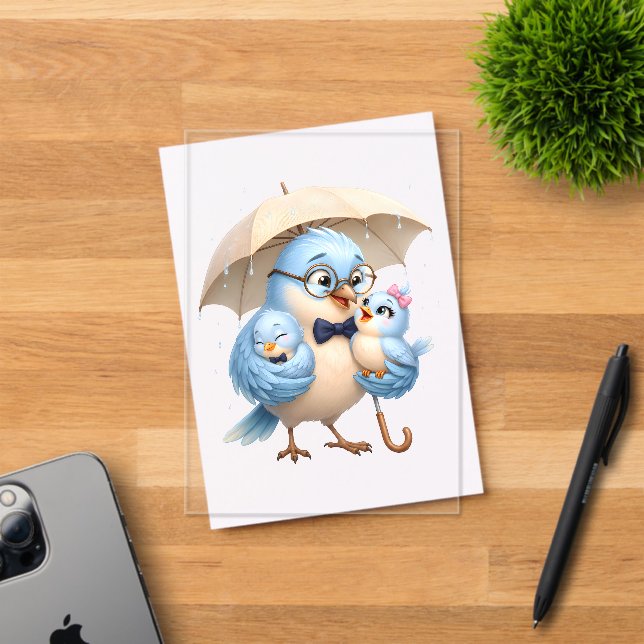 Cute Father Bird Clear Acrylic Invite Invitations (Insitu (Invitation Card))