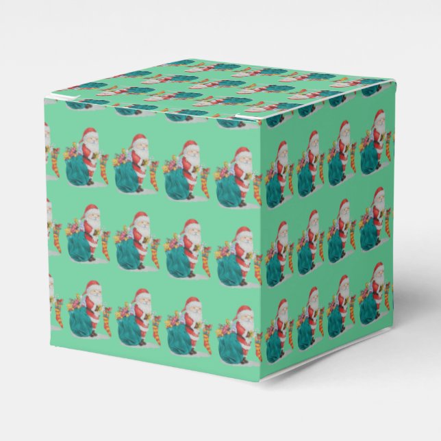 cute father christmas with gifts and toys in sack favour box (Front Side)