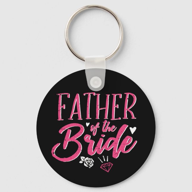 Cute Father of The Bride Pink Calligraphy Script Key Ring (Front)