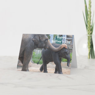 Cute Father's Day Card, Elephant dad and baby Card