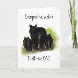 Cute Father's Day, Dad my Hero, Bear Family Card