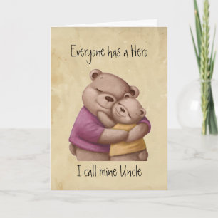 Cute Father's Day, Uncle my Hero, Bear Family Card