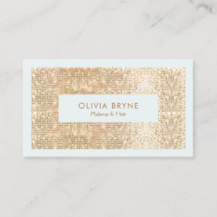 Cute FAUX Gold Sequin Makeup and Hair Business Card