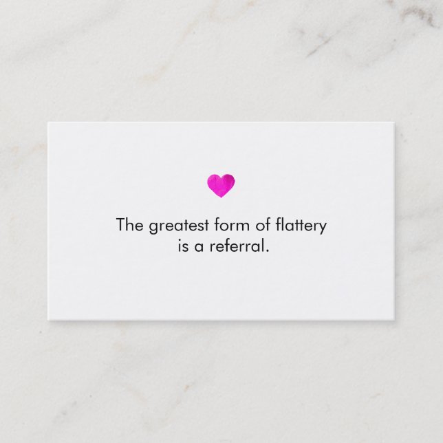 Cute Faux Pink Foil Heart Customer Loyalty Referral Card (Front)