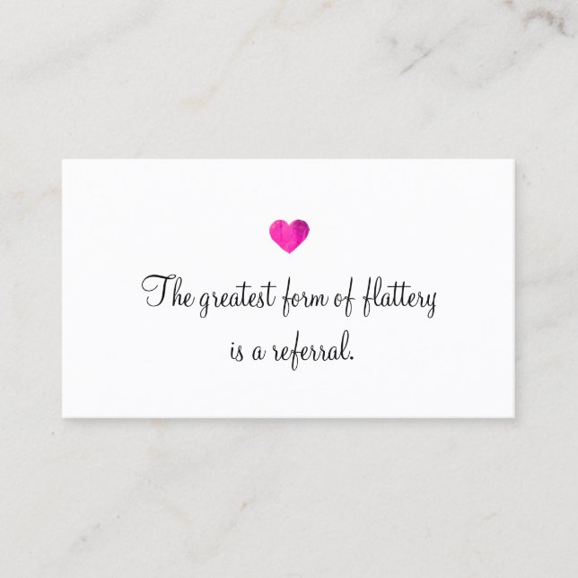 Cute Faux Pink Foil Heart Customer Referral Card (Front)