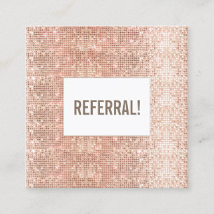 Cute Faux Rose Gold Sequin Beauty Salon Referral Card