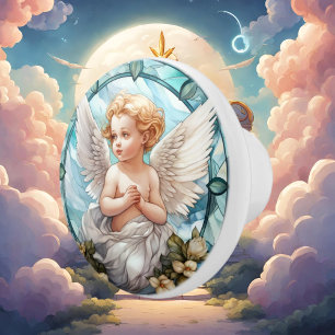 Cute faux stained glass Angel Religious Ceramic Knob