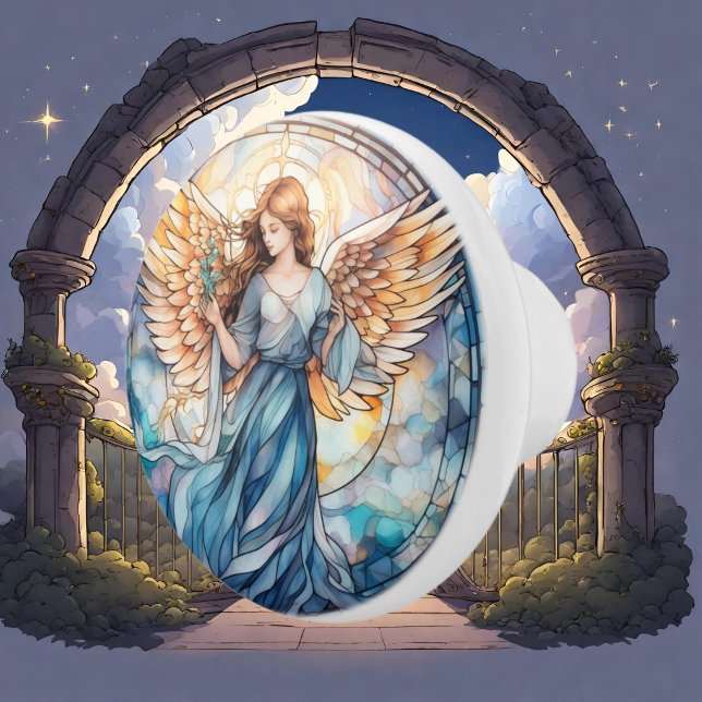 Cute faux stained glass Angel Religious Ceramic Knob (Creator Uploaded)