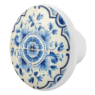 Cute faux tile Portuguese  Ceramic Knob
