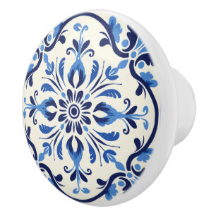 Cute faux tile Portuguese  Ceramic Knob