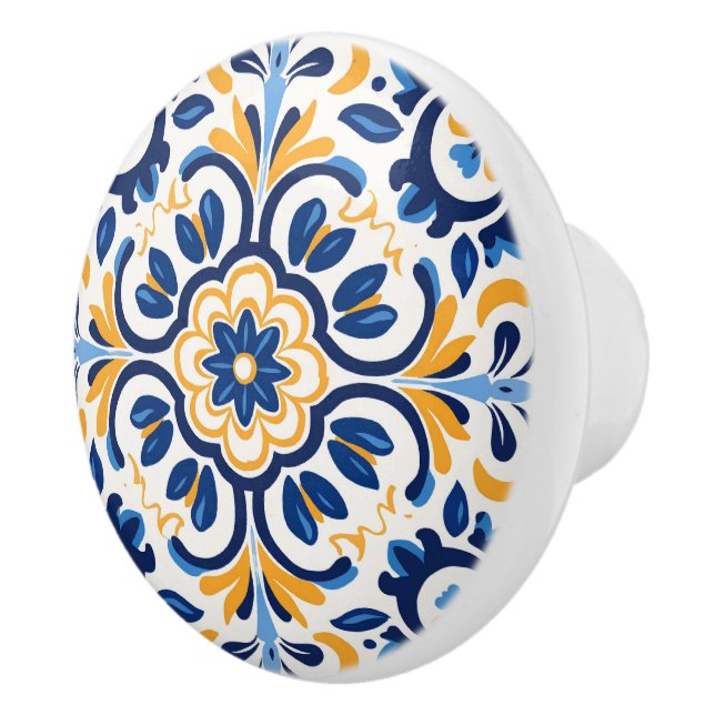Cute faux tile Spanish Ceramic Knob  (Right)