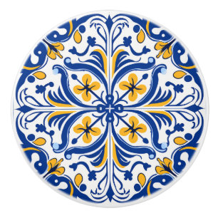 Cute faux tile Spanish  Ceramic Knob