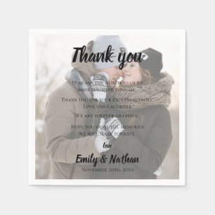 Cute Faux Vellum Photo Wedding Thank you Message Napkin