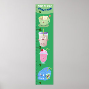 Cute favourite drink cartoon growth chart