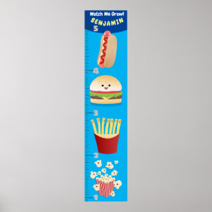 Cute favourite meal cartoon growth chart