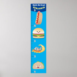 Cute favourite meal cartoon growth chart