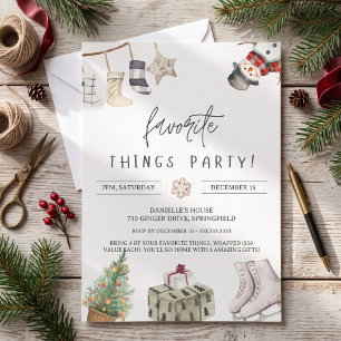 Cute Favourite Things Gift Exchange Christmas Part Invitation