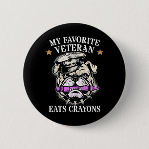 Cute Favourite Veteran Eats Crayons Squad Military 6 Cm Round Badge