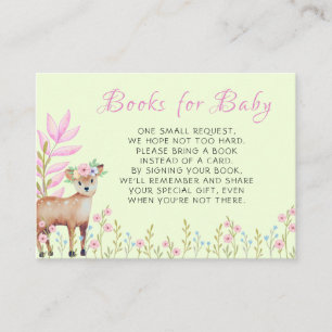 Cute Fawn Baby Shower Book Request Enclosure Card