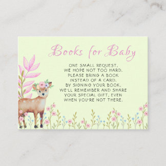  Cute Fawn Baby Shower Book Request Enclosure Card
